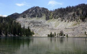 Jackson Peak (on the far left) above Goodwin Lake on August 17, 2013.